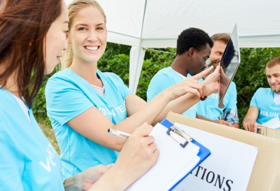 Group in blue shirts